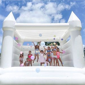 Atacado 4,5 x 4,5 m (15 x 15 pés) totalmente PVC inflável branco casa de salto casamento castelo saltitante castelos saltitantes mais nova barraca para brincar ao ar livre com adultos e crianças