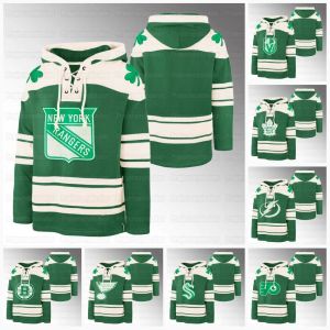 2024 Giorno di San Patrizio Kelly Green Felpa con cappuccio Pullover Golden Knights Maple Leafs Fulmine Kraken Rangers Bruins Flyers Devils Capitals