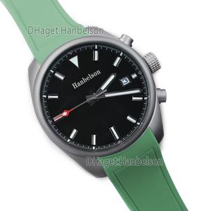 Automatisk rörelse Mens Watch Black Dial Nylon Watchband Needle Clasp armbandsur mekanisk 45mm roterande ram timepiece