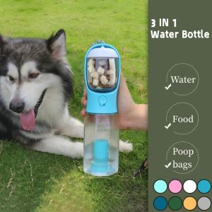 Feeding 3 in 1 Outdoor Dog Water Bottle Portable Pet Water Bottle With Food Container & Poop Bag Dispenser Multifunctional Pet supplie