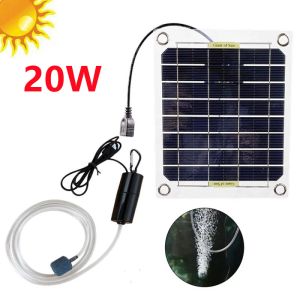 Accessori Pompa d'aria per acquario da 20 W Ossigenatore ad energia solare Pompa di ossigeno per acquario con ricarica USB Pompa per acqua per stagno Silicio monocristallino