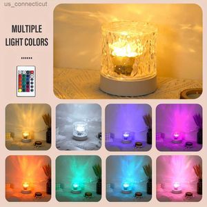Table Lamps 1pc USB Rechargeable LED Water Ripple Night Light with Remote Control - Dimmable Color Changing Table Lamp for Bedroom and Playroom