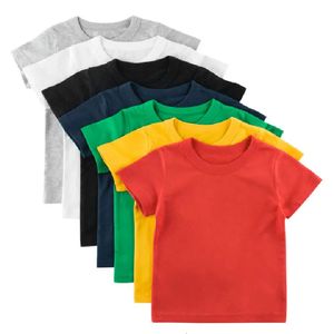 Crianças Plain Camiseta Tops para Criança Meninos Meninas Bebê Criança Sólida Roupas de Algodão Branco Preto Crianças Verão Tees 1-8 Anos 240313