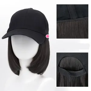 Ball Caps Meetlife Baseball Cap With Short Bob Wig Hair Synthetic Straight Travel Beach Hat Adjustable
