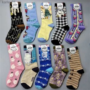 Детские носки Anime MuuminS Buddies Anime Y2k Girls Cartoon Sock Hippo Genie Индивидуальные носки для скейтборда Уличная одежда Хлопковые носки средней трубки yq240314