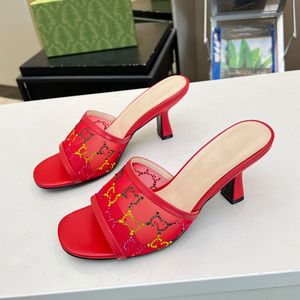 Женские удобные сандалии со стразами, дизайнерские летние элегантные сетчатые туфли на высоком каблуке, модные пляжные тапочки для отдыха на открытом воздухе