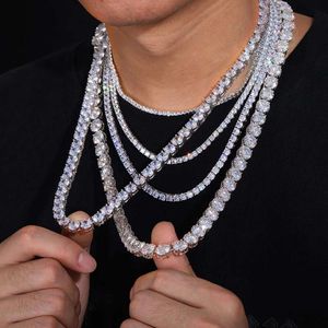 Hip Hop Iced Out White Vvs 925 Sterling Silver 2mm 3mm 4mm 5mm 6.5mm Moissanite Diamond Men Tennis Chain Necklace