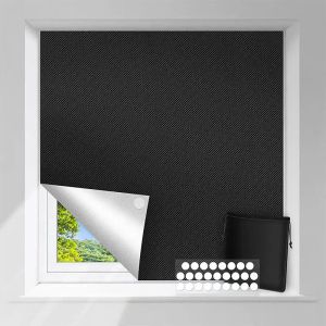 Curtains 100% Blackout Blind Curtain Portable Blackout Blind Window Thermal Insulated Curtains Black Out Curtains For Nursery Dorm Room