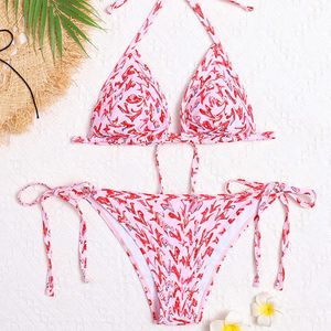 Projektant Bikini Pink Brand wydrukowane sznurka