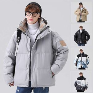 Tendência masculina de inverno, nova jaqueta de pão de algodão espessada quente, masculina e casaco para casais