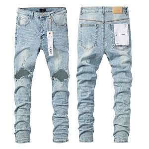 Purple Brand Jeans Trendy Hip Hop Perforated Personalized American Hip Hop Jeans