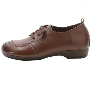 Buty swobodne Cowhide Black Skórzanie Sprężyna Matka Miękka Miękka dno wygodne Oxfords