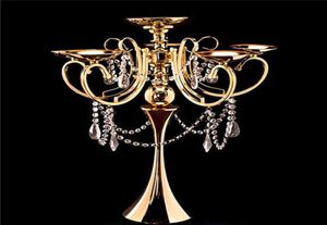 Uzun metal 5 kol şamdan avize adak altın mum tutucu düğün masası merkezinde süslemeler malzemeleri 4351849