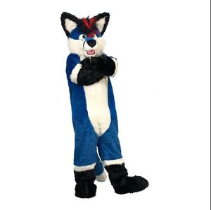 2024 Ny vuxen Blue Wolf Fox Dog Mascot Costumes Högkvalitativ tecknad karaktärsdräkt Karneval Vuxna storlek Halloween Julfest Carnival Party