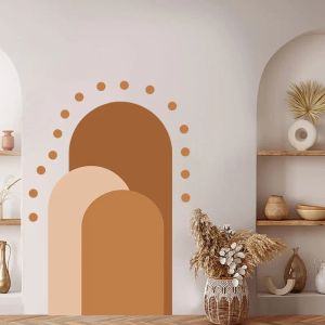 Klistermärken Bohemian Morandi Arched Wall Sticker PVC Selfadhesive Large Geometric Art Decals Nordic Kids Room Wallpaper Hem Interiörinredning