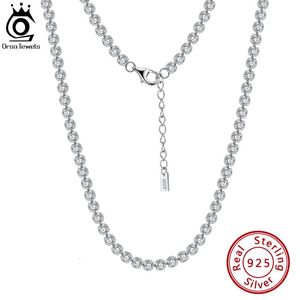 Orsa Jewels 925 Sterling Silver Womens 2530mm Cubic Zirconia Bezelset Tennis Chain Necklace for Women Jewelry SC51 240305