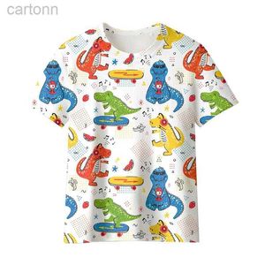 T-shirts Little Dinosaur Mens T Shirts 3D Animals Printed Short Sleeve Tees Fashion Summer Casual Cute Children Tops Women Clothe ldd240314