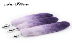 One Purple Faux Fur Fox Tail Butt Plug Metal Anal Plug Adult Sex Toys Anal Tail Toys Sex Products For Woman Men Couple AuReve S9249760322