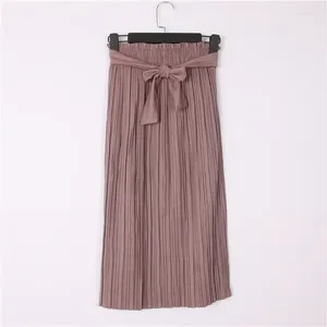 Skirts Korean Style Bow Long For Womens Elegant Office Y2k Autumn Bottoms Faldas Kawaii Tulle Dance Skirt Girl Pleated