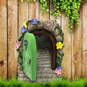 Heykeller 3d Peri Bahçe Kapısı Magic Peri Kapı Kiti Minyatür Peri Bahçesi Reçine İşaretleri Açık Hava Su Geçirmez Bebek Evi Zanaat Evi Kapısı Deco