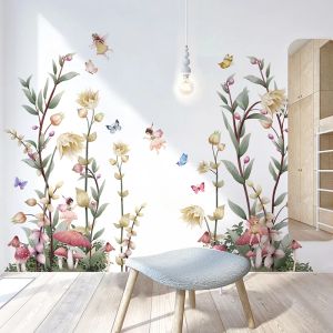 Naklejki kwiat bajki motyl kalkomanie na ścianach kwiatowe naklejki ścienne do skirtowej deski rogu salonu