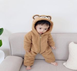 Unisex baby rompers chłopcy dziewczęta polaru z kapturem zimowy polar kombinezon miękki uroczy kreskówkowe płaszcze nowonarodzone body niemowląt dzieci dzieci 3204173