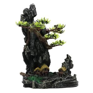 Dekorationer Aquarium Ornament Rock Mountain Tree View Fish For Tank Decorations Liten Terrain Landskap Prydnad för reptiler Habitat