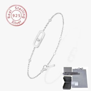 Bracciale liscio con 3 diamanti di design Bracciale con ciondoli da donna Marchio di lusso Collezione MeS UNO MOVE ClassIQUE Coupe Confezione regalo di gioielli Classico Argento sterling 925