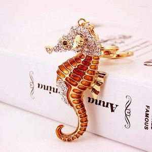 Klapety 3D Seahorse Biecian Sea Horse Biełaj kluczowy Rhinestone Holder Portachiavi Chaveiro Llaveros Bag Charm Breakring