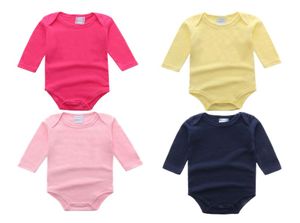 Babyspielanzug Whole Cheap Baby Jumpsuits 100 Cotton Baby Boy Girls Jumpsuits Babies Onesies Long Sleeve Round Collar 024M7362442