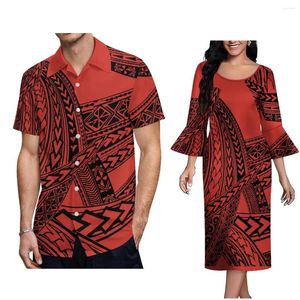 Sukienki na imprezę inspirowaną Pacific sukienkę polinezyjską para pasująca do samoa strój mężczyzna luźna koszula kobieta długa