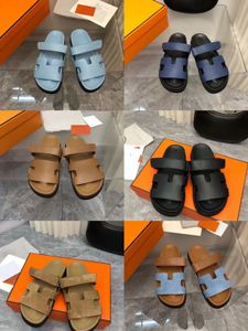 En kaliteli yaz tasarımcısı chypre sandaletler kadınlar gerçek deri sandal süet terlikler kalın alt flip floplar deniz yeşil calfskin terlik 35-42