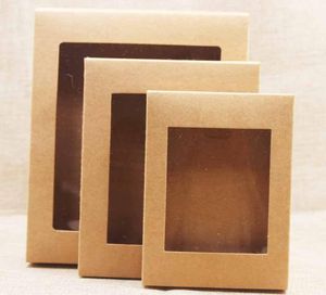 White Black Kraft Paper Box with Window Gift Cake Packaging Boxes Wedding Birthday Favors Container with PVC Windows2821569