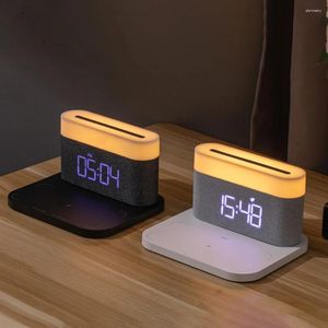 Controles remotos LED Night Wireless Charging Relógio Stepless Dimming Criança Presente de Férias Sleepping Criativo Quarto Desktop Decoração Lâmpada Alarme