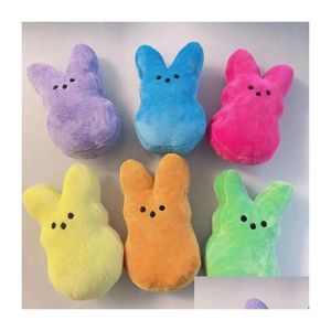 Fyllda plyschdjur 15 cm Cartoon Mini Easter Bunny Peeps P Doll Pink Blue Gul Purple Rabbit Dolls For Children Söta mjuka leksaker JJ OTHMJ