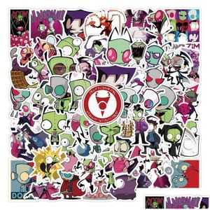 Bilklistermärken 50st/Lot Animation Alien Invader Zim Iti Sticker Dekorativ anteckningsbok skateboard hjälm Kids Gift Toy Collection Waterpro otzyz