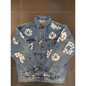 Kot gözyaşı kapşonlu kovboy ceket jean denim ceket adam ceket erkek tasarımcı ceket denim teers ceket çelenk denim klasik yaka yıkanmış 4255