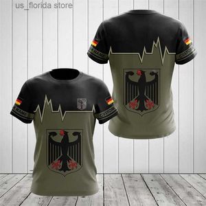 Koszulki mężczyzn Niemiecka krajowa emblemat T-shirt dla męskich drukowanych sportowych sali gym t-koszulki Sum-Suche Short Slves Women Overtwear Y240321