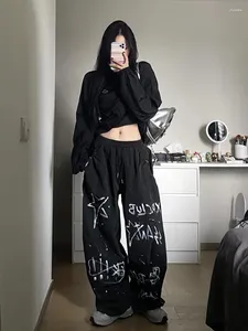 Damenhosen HOUZHOU Y2k Aesthetic Graffiti Print Jogginghose Frauen American Retro Gothic Punk Harajuku Streetwear Joggers Kpop Hosen