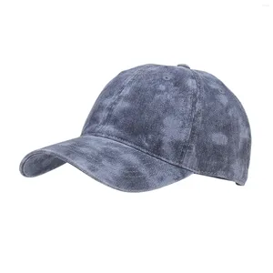 Ball Caps Adult Fashion Baseball Cap Ins Tie-Dye Print Adjustable Hat With Long Brim For Women Men 2024 Summer Simple Casual