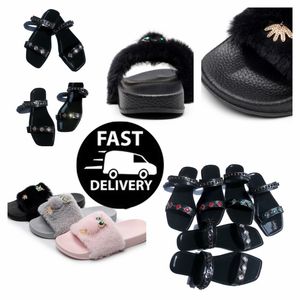 2024 Designer Sandaler Kvinnor Läder Casual Shoes Roman Sandals Flat Heel Diamond Woven Buckle Slippers Gai Comfort