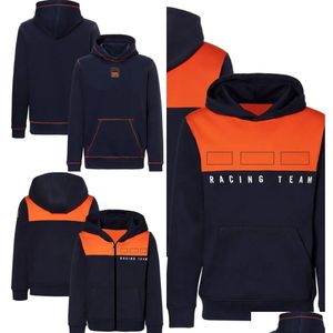 Motorcycle Apparel 2023 Moto Team Zip Hoodie Large Black Orange Motocross Speed Hoodies Rider Fashion Sweatshirt Off-Road Sport Sweat Otmig