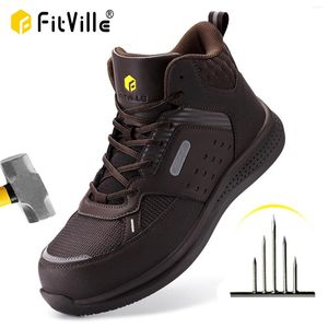 Casual Shoes FitVille Men's High-top Safty Extra Wide Work Anti-Slip Sturdy Toe For Male Swollen Feet Arch Support Pain Relief