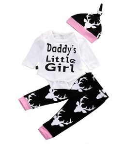 Baby flickor kläder småbarn kläder set barn romper kostym långärmad pyjamas 3st daddy039s Little Girl Printed Rompers Le1061776