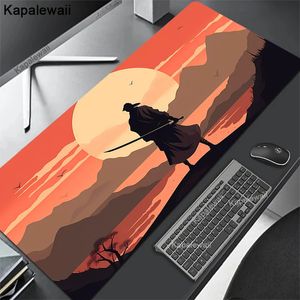 Anime mousepad japonês samurai mouse pad pc tapete 100x50cm tapete de mesa mause teclado de escritório japão acessórios de mesa mausepad 240314