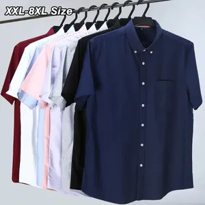 Men's Casual Shirts Cotton Oxford Short Sleeve Shirt Plus Size Summer 10 Colors Loose Solid Color Business Dress Brand Clothes