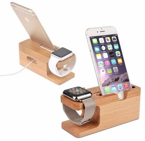 Estação de carregador de madeira de bambu para Apple Watch Charging Dock Station Charger Stand Stand para iPhone Iwatch Dock Stand Holder1153343