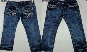 New Hip Hop Moda Mens Rock Revival Jeans Shorts Clássico Denim Calças Designers Calças Casuais Calças Retas Jean Mens Robin Biker Je4534159