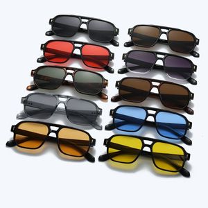 Fashion Double Beam Sunglasses Men Cross-border Retro Leisure Driving Business Trend Sunglasses 2024 Europe and the United States Square Glasses Shades