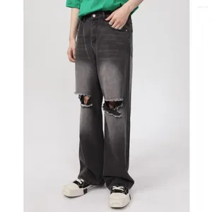 Männer Jeans 2024 Frühling Koreanische Hip Hop Löcher Entwickeln Vintage Persönlichkeit Ins Mode Waschen Retro Zipper Baumwolle Casual